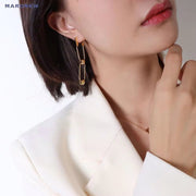 Designer Custom French Bohemian Fashion Jewelry 18K Gold Plated Stainless Steel Paper Clip Ball Studs Earrings