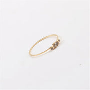 Ins Hot High End 18K Gold Plated Dainty Glass Rings for Women Trendy Jewelry
