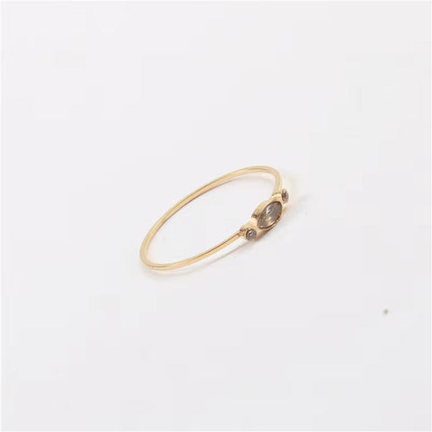 Ins Hot High End 18K Gold Plated Dainty Glass Rings for Women Trendy Jewelry