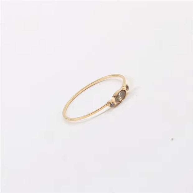 Ins Hot High End 18K Gold Plated Dainty Glass Rings for Women Trendy Jewelry