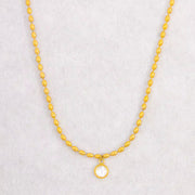 Delicate Stainless Steel Colorful Oval Bead Chain Jade Bead Pendant Necklace Vintage Stone Choker Gift for Lovers