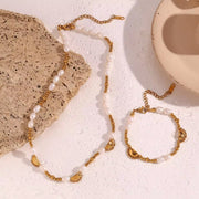 Fresh Water Pearl Chain Choker Necklace Gold Plated Jewelry Tarnish Free Stainless Steel Necklace