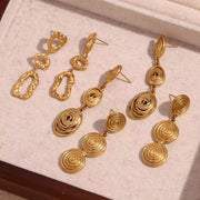 Minimalist Earrings Set Gold Plated Tassel Earrings Hammered Winding Stud Earrings Stainless Steel Jewelry