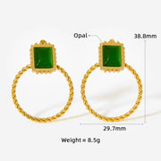New Retro Exaggerated Elegant Big Statement Sexy Accessories Women Gold Plated Opal Screw Back Stud Earrings