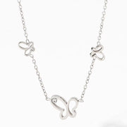 Ins Thin Chain Gold Plated Stainless Steel Three Butterfly Shape Hollow Zircon Necklace