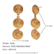 Minimalist Earrings Set Gold Plated Tassel Earrings Hammered Winding Stud Earrings Stainless Steel Jewelry