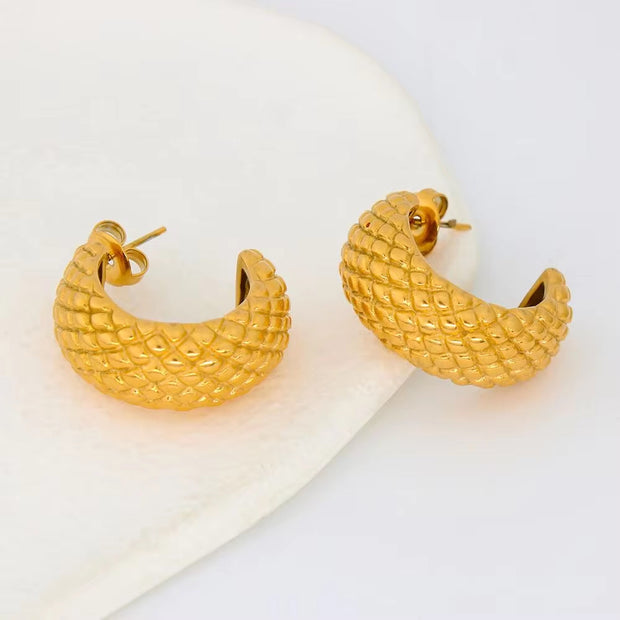 Hawaiian Style Pineapple Ananas Jackfruit Summer Fruit Shape Stainless Steel Stud Earrings Waterproof