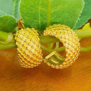 Dropshipping Waterproof Grain Fat Earrings 18K Gold Plated Stainless Steel Tarnish Free Cute Jewelry