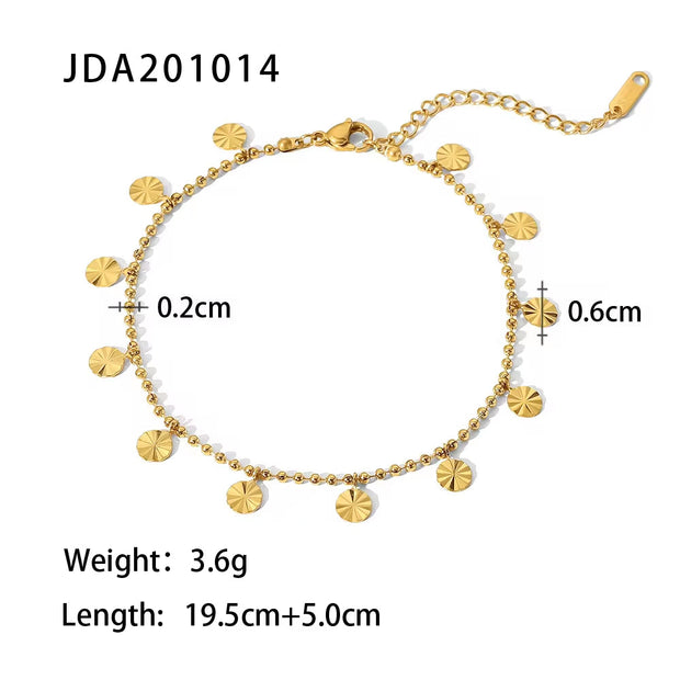 Dainty 18K Gold Plated Stainless Steel Simple Jewelry Gift Waterproof Chain Cross Double Layer Daity Anklet for Women