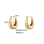 Minimalist Basic Stainless Steel 18K Gold Plated Boat Shape Hoop Earrings Women'S Tarnish Free Hypoallergenic Gold Jewelry