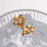 Design Lava Heart Pearl Stud Earring Ring 18K Stainless Steel Gold Plated Love Designed Drop Earring for Women