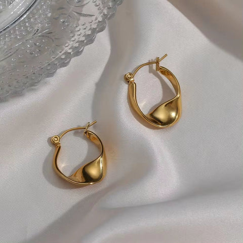 Irregular Hoop Earring 18K Gold Plated Stainless Steel Tarnish Free Wholesale Designer Inspired Earrings