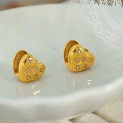 JEWELRY EH87-8 Love Ear Clips Delicate Ear Environmental Protection Colour Rhinestone Glossy Earrings for Women