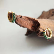 Designer Custom Bohemian Fashion 18K Gold Plated Stainless Steel American Cz Zirconia Huggie Earrings