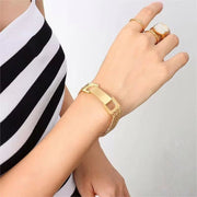 Fashion Bracelet Bangle 18 K Gold Plated Stainless Steel Jewelry Metal Clasp Cuban Bracelet for Girls