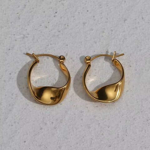 Irregular Hoop Earring 18K Gold Plated Stainless Steel Tarnish Free Wholesale Designer Inspired Earrings