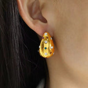 JEWELRY Customize Large Drop Earrings Niche High Design Inlaid Rhinestone Glue Bead Earrings Exaggerated Earrings