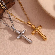 Minimalist Jewelry Cross Pendant Necklace Gold Plated Figaro Chain Stainless Steel Jewelry