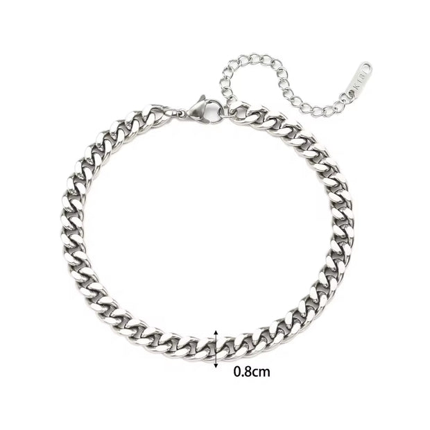 Non Tarnish Gold Plated 316L Stainless Steel Anklets for Women Cuban Link Anklet Bracelets 18K Gold Jewelry