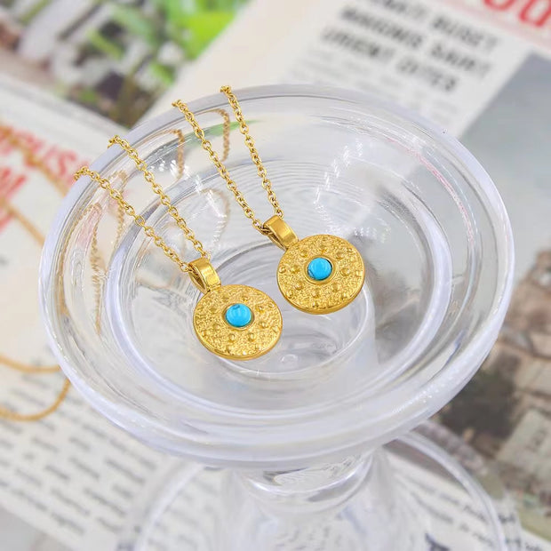 Natural Stone Necklace 18K Gold Color Stainless Steel Chain Suitable for Women Waterproof Material Fashion Oval Jewelry