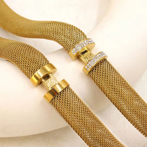 Luxury Chunky Mesh Stainless Steel Choker Necklace Fashion Women'S PVD Plated Gold Silver Color Jewelry Waterproof