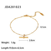 Dainty 18K Gold Plated Stainless Steel Simple Jewelry Gift Waterproof Chain Cross Double Layer Daity Anklet for Women