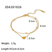 Dainty 18K Gold Plated Stainless Steel Simple Jewelry Gift Waterproof Chain Cross Double Layer Daity Anklet for Women