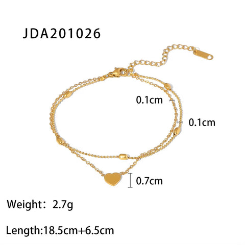 Dainty 18K Gold Plated Stainless Steel Simple Jewelry Gift Waterproof Chain Cross Double Layer Daity Anklet for Women