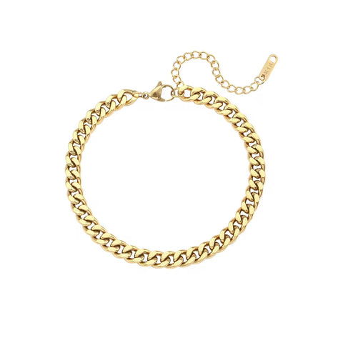 Non Tarnish Gold Plated 316L Stainless Steel Anklets for Women Cuban Link Anklet Bracelets 18K Gold Jewelry
