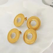JEWELRY EH176 Exaggerated Titanium Steel Stainless Steel 18K Line Radial Design Circle Earrings for Women