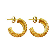 Dropshipping Waterproof Grain Fat Earrings 18K Gold Plated Stainless Steel Tarnish Free Cute Jewelry