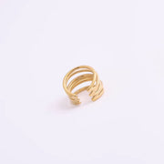Hot Sale Women Fashion Minimalist Design High Quality Jewelry 18K Gold Plated Stainless Steel Stacking Multi Layers Ring