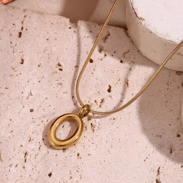Minimalist Snake Chain O Shape Pendant Necklace Gold Plated Jewelry Stainless Steel Necklace