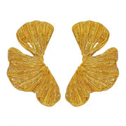 JEWELRY EH103 Fashion Ginkgo Biloba Earrings Fashion Earrings Exaggerated Heavy Duty Stainless Steel Earrings