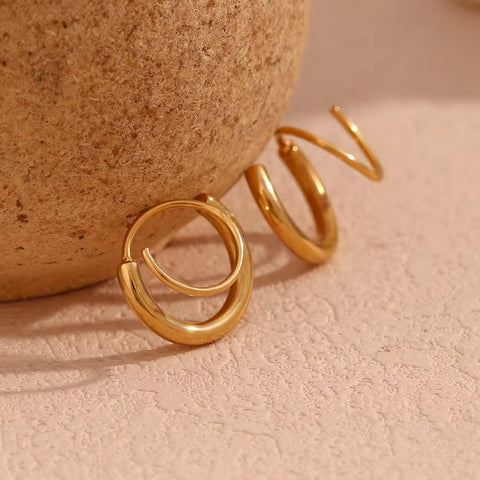 Minimalist Earrings Winding Gold Plated Stud Earrings for Women Waterproof Stainless Steel Jewelry