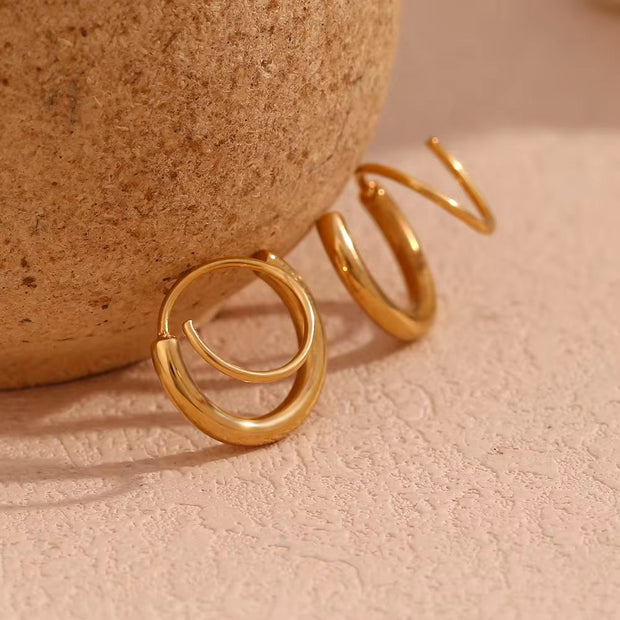Minimalist Earrings Winding Gold Plated Stud Earrings for Women Waterproof Stainless Steel Jewelry