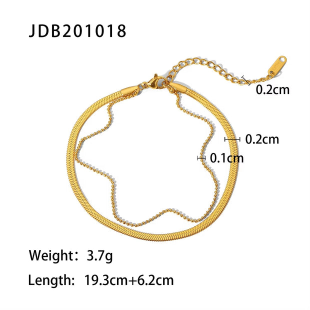 Dainty 18K Gold Plated Stainless Steel Simple Jewelry Gift Waterproof Chain Cross Double Layer Daity Anklet for Women