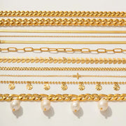 Dainty 18K Gold Plated Stainless Steel Simple Jewelry Gift Waterproof Chain Cross Double Layer Daity Anklet for Women