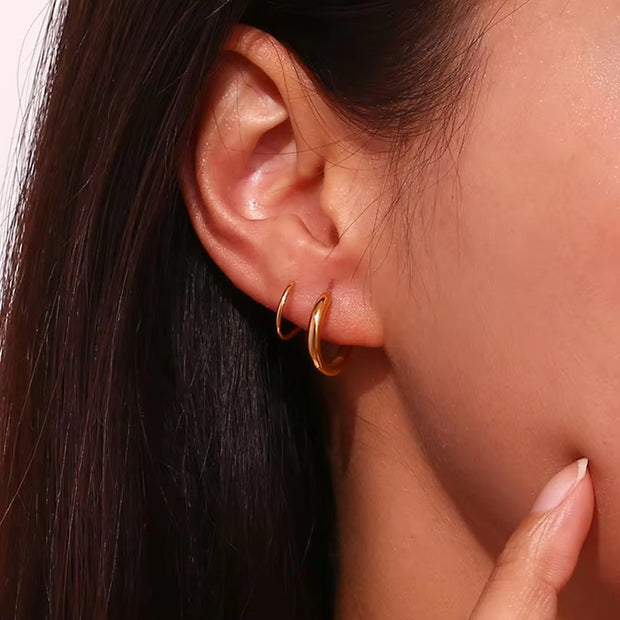 Minimalist Earrings Winding Gold Plated Stud Earrings for Women Waterproof Stainless Steel Jewelry