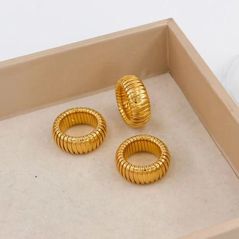 Hip Hop Jewelry 18K Gold Plated Belt Band Finger Chunky Ring 12MM Stainless Steel Watch Strap Band Finger Ring for Men