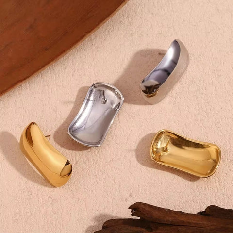 Minimalist Jewelry Rectangle Stud Earrings 18K Gold Plated Stainless Steel Statement Earrings