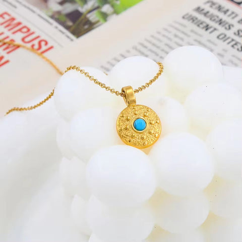 Natural Stone Necklace 18K Gold Color Stainless Steel Chain Suitable for Women Waterproof Material Fashion Oval Jewelry