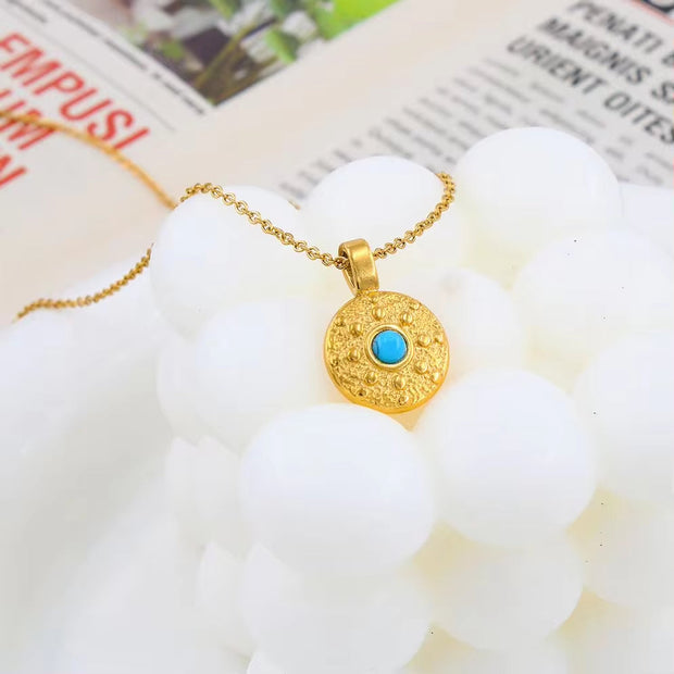 Natural Stone Necklace 18K Gold Color Stainless Steel Chain Suitable for Women Waterproof Material Fashion Oval Jewelry