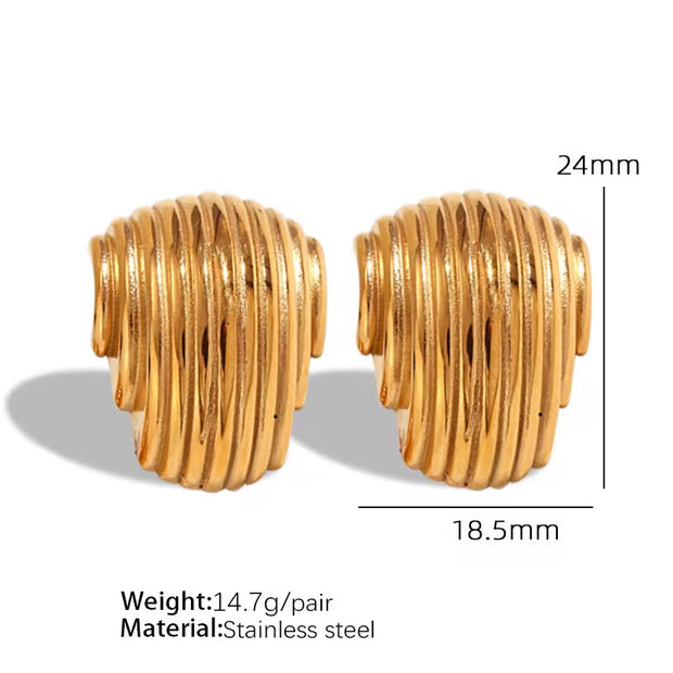 JEWELRY EH134 Wholesale Patterned Pleated Hollow Half Circle Earrings Simple Irregular Earrings