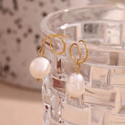 Fresh Water Pearl Drop Earrings Gold Plated Jewelry Winding Stainless Steel Earrings Women Luxury