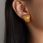 JEWELRY EH134 Wholesale Patterned Pleated Hollow Half Circle Earrings Simple Irregular Earrings