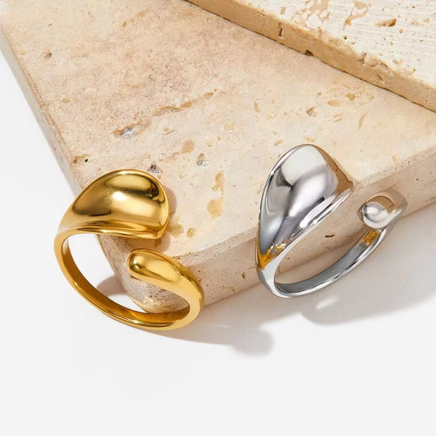 New 2024 Unique Stylish Glossy Surface Ring Casual Geometry Irregular Stainless Steel Rings for Girls