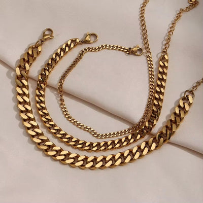 Non Tarnish Gold Plated 316L Stainless Steel Anklets for Women Cuban Link Anklet Bracelets 18K Gold Jewelry