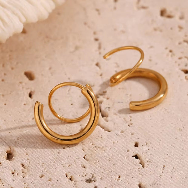Minimalist Earrings Winding Gold Plated Stud Earrings for Women Waterproof Stainless Steel Jewelry