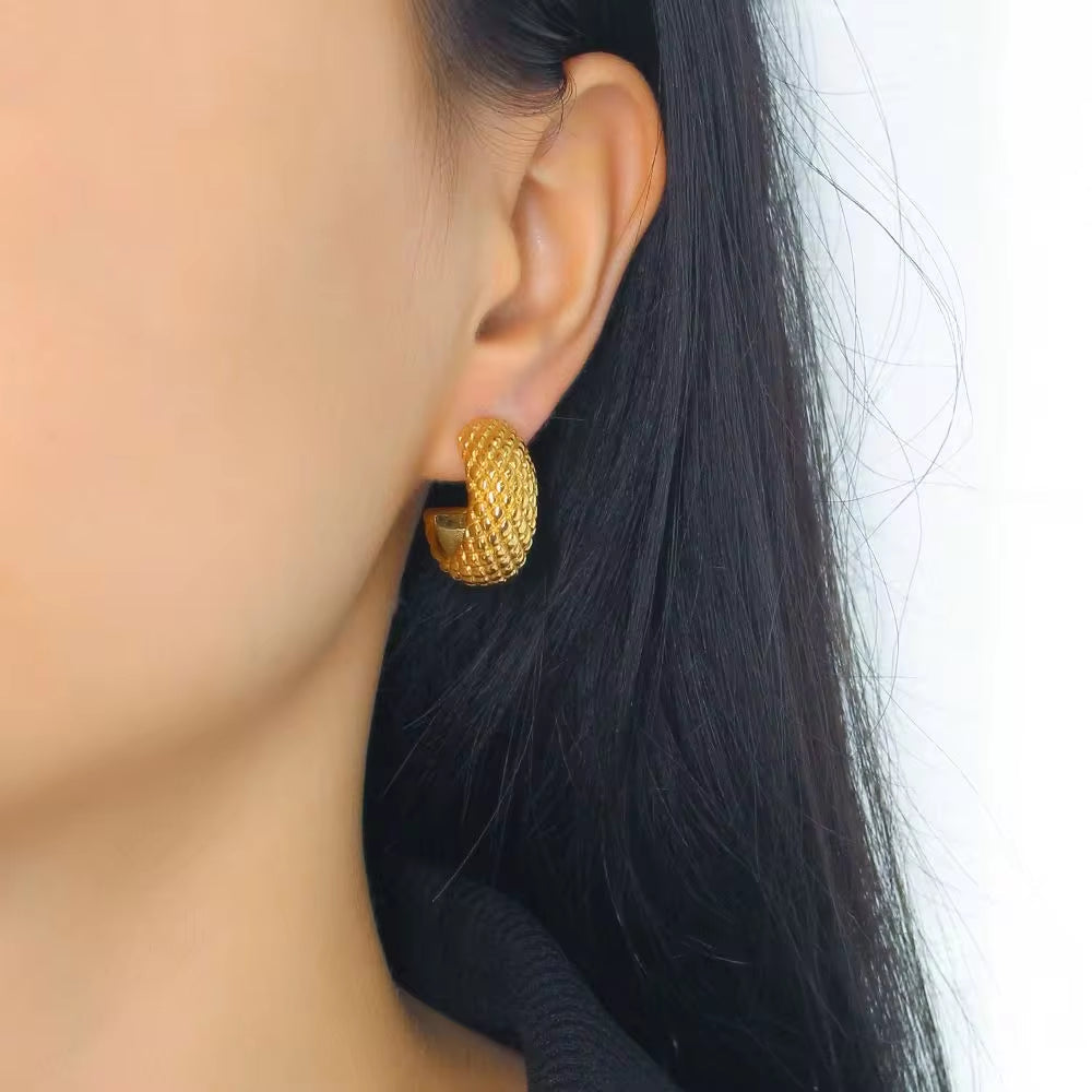 Hawaiian Style Pineapple Ananas Jackfruit Summer Fruit Shape Stainless Steel Stud Earrings Waterproof